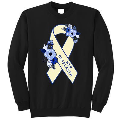 Hip Dysplasia Awareness Floral Blue White Ribbon Pocket Size Sweatshirt