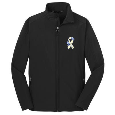 Hip Dysplasia Awareness Floral Blue White Ribbon Pocket Size Core Soft Shell Jacket