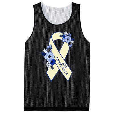 Hip Dysplasia Awareness Floral Blue White Ribbon Pocket Size Mesh Reversible Basketball Jersey Tank