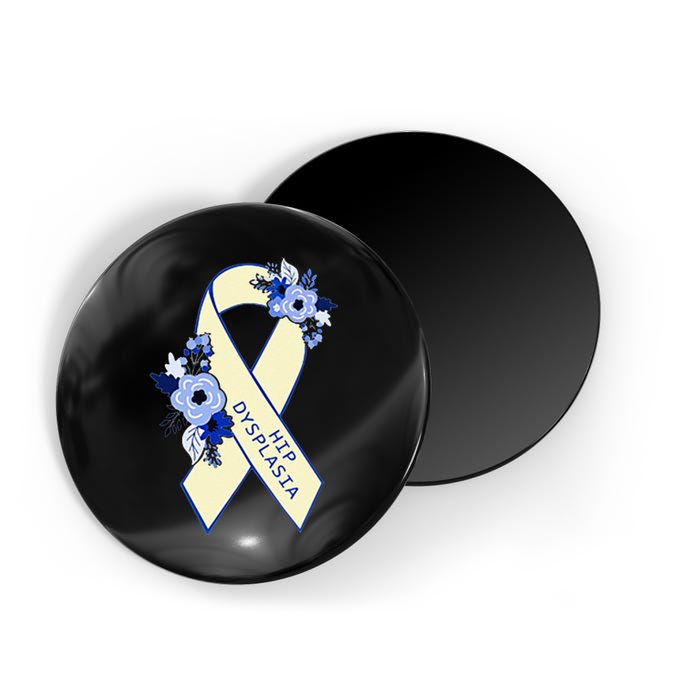 Hip Dysplasia Awareness Floral Blue White Ribbon Pocket Size Magnet