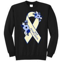 Hip Dysplasia Awareness Floral Blue White Ribbon Pocket Size Tall Sweatshirt