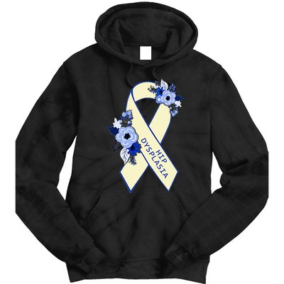 Hip Dysplasia Awareness Floral Blue White Ribbon Pocket Size Tie Dye Hoodie