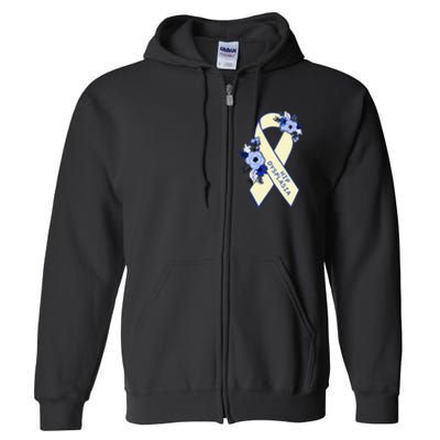 Hip Dysplasia Awareness Floral Blue White Ribbon Pocket Size Full Zip Hoodie