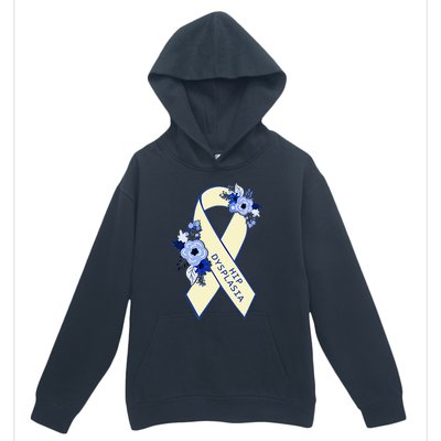 Hip Dysplasia Awareness Floral Blue White Ribbon Pocket Size Urban Pullover Hoodie