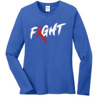 Heart Disease Awareness Month Fight Vintage Heart Health Gift Ladies Long Sleeve Shirt