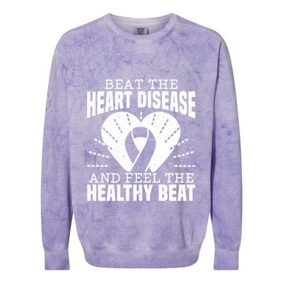 Heart Disease Awareness Month Heartbeat Gift Colorblast Crewneck Sweatshirt