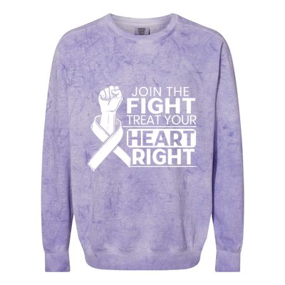 Heart Disease Awareness Month Heartbeat Funny Gift Colorblast Crewneck Sweatshirt