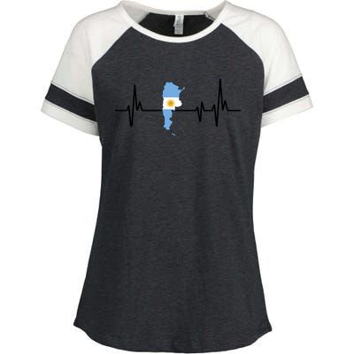 Heartbeat Design Argentinian Flag Argentina Funny Gift Enza Ladies Jersey Colorblock Tee