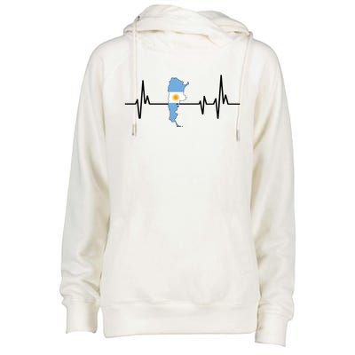 Heartbeat Design Argentinian Flag Argentina Funny Gift Womens Funnel Neck Pullover Hood