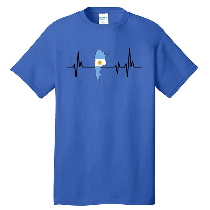 Heartbeat Design Argentinian Flag Argentina Funny Gift Tall T-Shirt