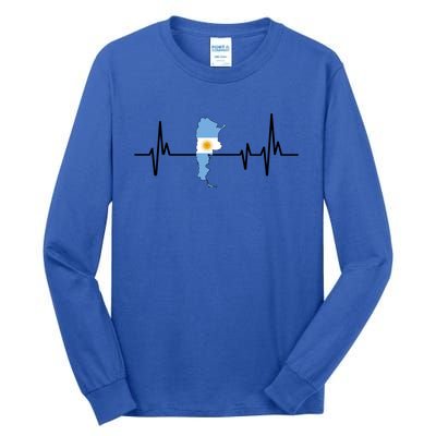 Heartbeat Design Argentinian Flag Argentina Funny Gift Tall Long Sleeve T-Shirt