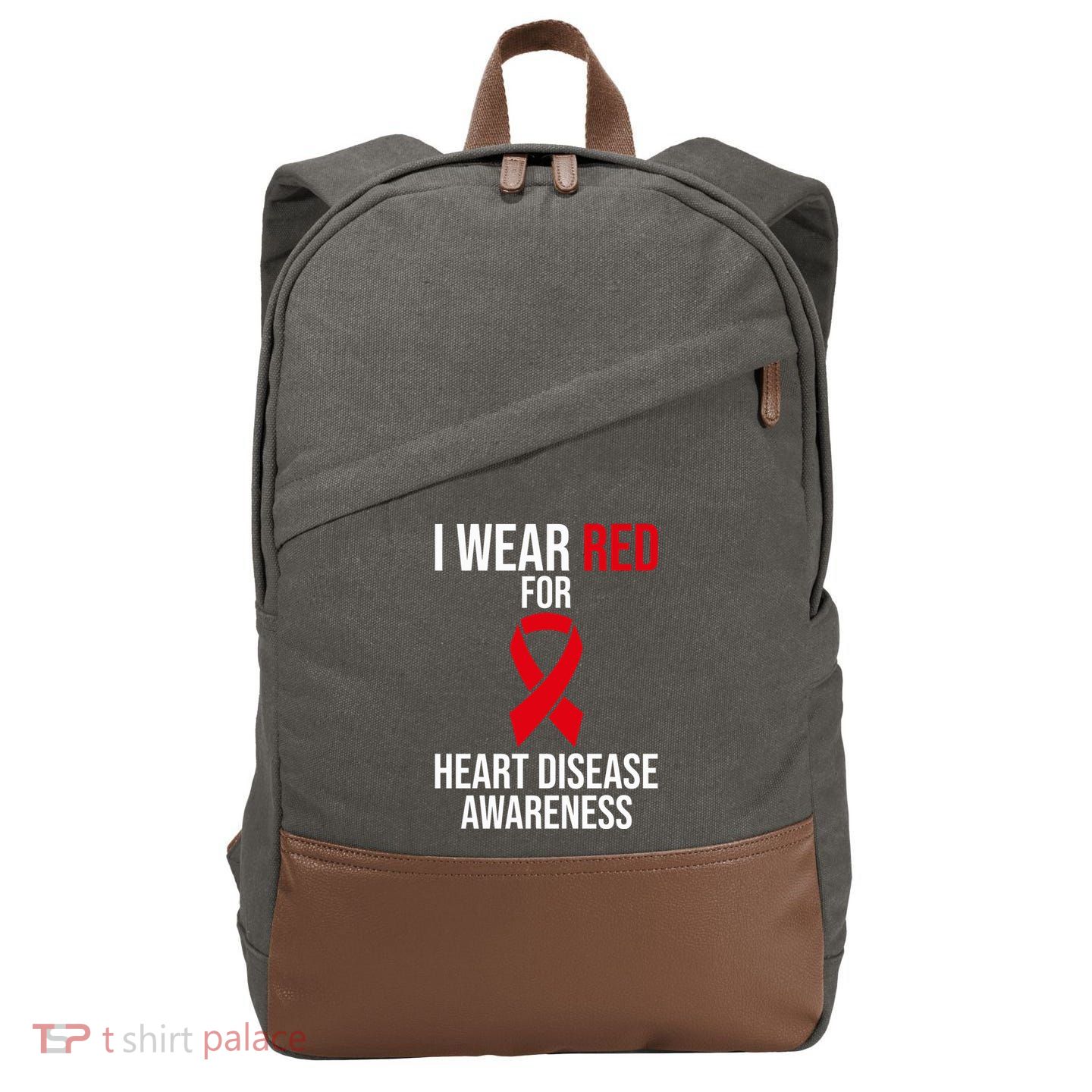 Heart Disease Awareness Month I Wear Red For Heart Disease Gift Cotton Canvas Backpack