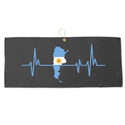 Heartbeat Design Argentinian Flag Argentina Cute Gift Large Microfiber Waffle Golf Towel