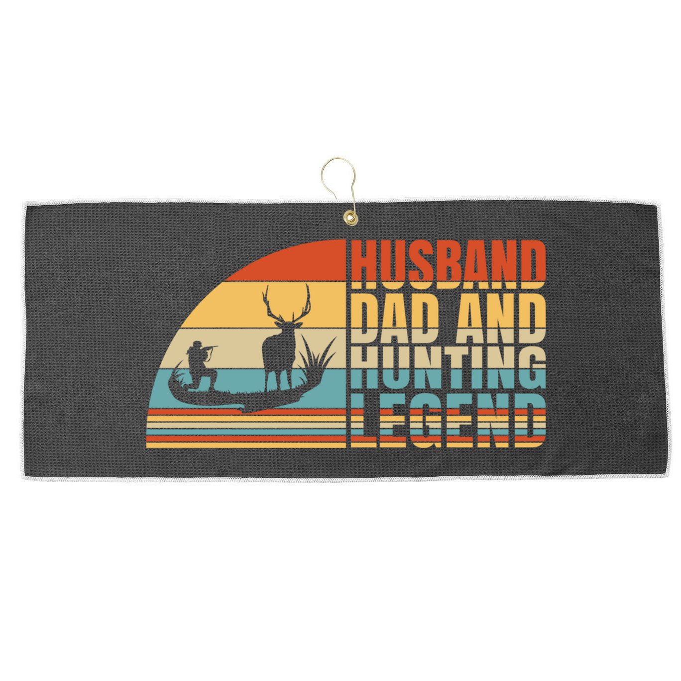 Husband Dad And Hunting Legend Deer Hunting Dad Gift Large Microfiber Waffle Golf Towel