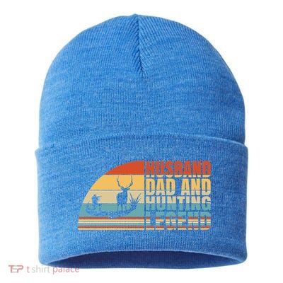 Husband Dad And Hunting Legend Deer Hunting Dad Gift Sustainable Knit Beanie