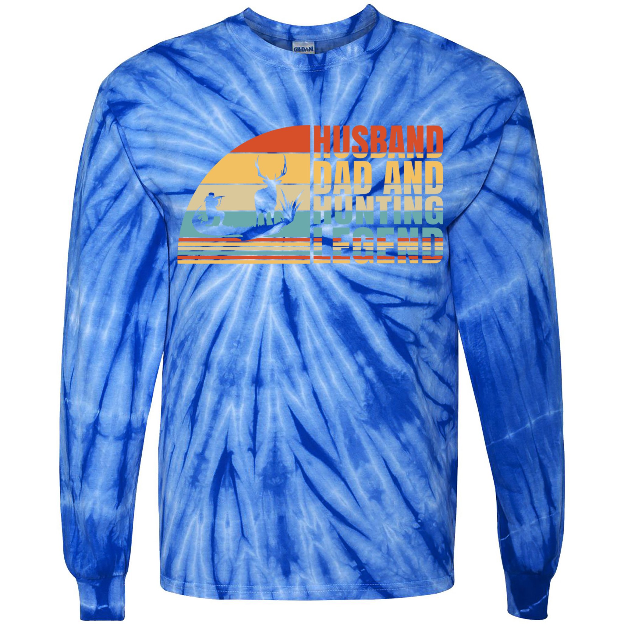 Husband Dad And Hunting Legend Deer Hunting Dad Gift Tie-Dye Long Sleeve Shirt