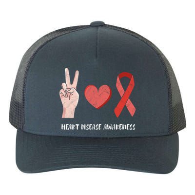 Heart Disease Awareness Month Peace Love Hope Heart Health Funny Gift Yupoong Adult 5-Panel Trucker Hat