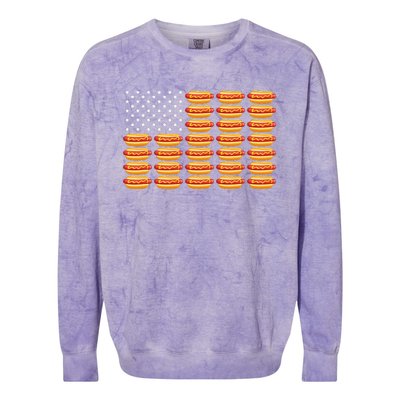 Hot Dog American Flag July 4th Patriotic Colorblast Crewneck Sweatshirt