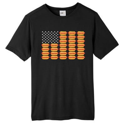 Hot Dog American Flag July 4th Patriotic Tall Fusion ChromaSoft Performance T-Shirt