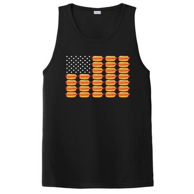 Hot Dog American Flag July 4th Patriotic PosiCharge Competitor Tank