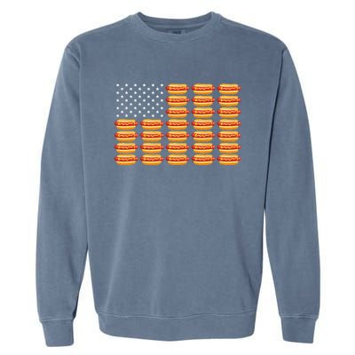 Hot Dog American Flag July 4th Patriotic Garment-Dyed Sweatshirt