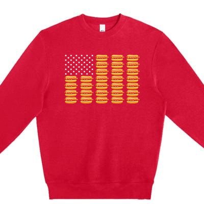 Hot Dog American Flag July 4th Patriotic Premium Crewneck Sweatshirt