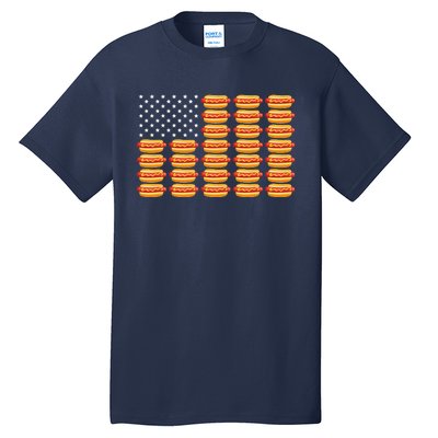 Hot Dog American Flag July 4th Patriotic Tall T-Shirt