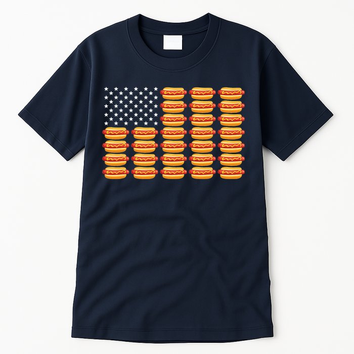 Hot Dog American Flag July 4th Patriotic Tall T-Shirt