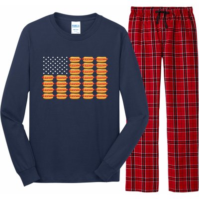 Hot Dog American Flag July 4th Patriotic Long Sleeve Pajama Set