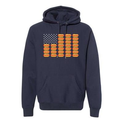 Hot Dog American Flag July 4th Patriotic Premium Hoodie