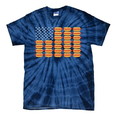 Hot Dog American Flag July 4th Patriotic Tie-Dye T-Shirt