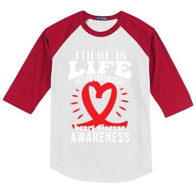 Heart Disease Awareness Month Red Ribbon Chd Gift Kids Colorblock Raglan Jersey