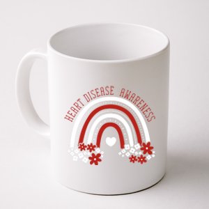 Heart Disease Awareness Month Retro Rainbow Go Red Cute Gift Coffee Mug