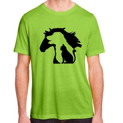 Horse Dog And Cat Minimalist Art Abstract Silhouette Overlay Gift Adult ChromaSoft Performance T-Shirt