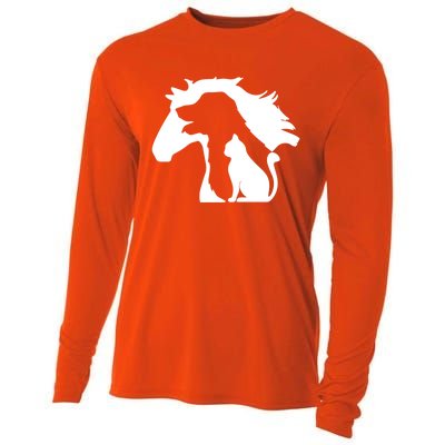 Horse Dog And Cat Minimalist Art Abstract Silhouette Overlay Gift Cooling Performance Long Sleeve Crew