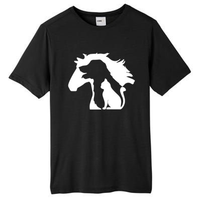 Horse Dog And Cat Minimalist Art Abstract Silhouette Overlay Gift Tall Fusion ChromaSoft Performance T-Shirt