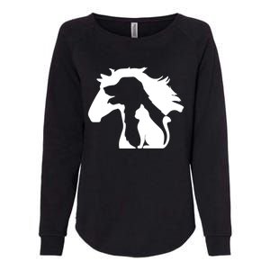 Horse Dog And Cat Minimalist Art Abstract Silhouette Overlay Gift Womens California Wash Sweatshirt