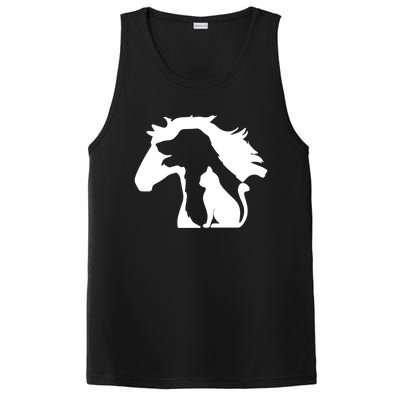 Horse Dog And Cat Minimalist Art Abstract Silhouette Overlay Gift PosiCharge Competitor Tank