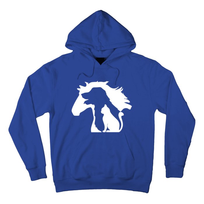 Horse Dog And Cat Minimalist Art Abstract Silhouette Overlay Gift Hoodie