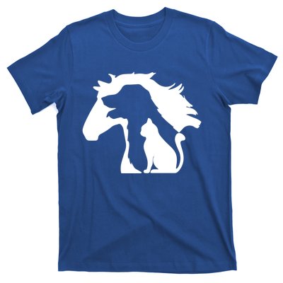 Horse Dog And Cat Minimalist Art Abstract Silhouette Overlay Gift T-Shirt