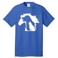 Horse Dog And Cat Minimalist Art Abstract Silhouette Overlay Gift Tall T-Shirt