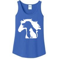 Horse Dog And Cat Minimalist Art Abstract Silhouette Overlay Gift Ladies Essential Tank