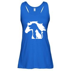 Horse Dog And Cat Minimalist Art Abstract Silhouette Overlay Gift Ladies Essential Flowy Tank