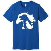 Horse Dog And Cat Minimalist Art Abstract Silhouette Overlay Gift Premium T-Shirt