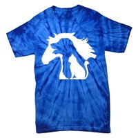 Horse Dog And Cat Minimalist Art Abstract Silhouette Overlay Gift Tie-Dye T-Shirt