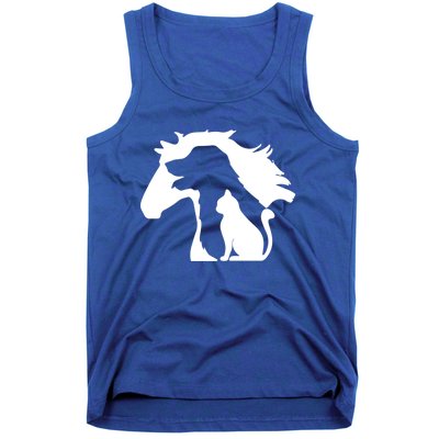 Horse Dog And Cat Minimalist Art Abstract Silhouette Overlay Gift Tank Top