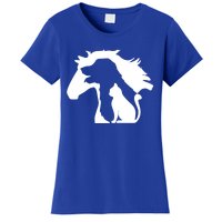 Horse Dog And Cat Minimalist Art Abstract Silhouette Overlay Gift Women's T-Shirt