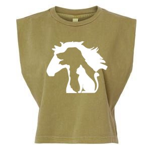 Horse Dog And Cat Minimalist Art Abstract Silhouette Overlay Gift Garment-Dyed Women's Muscle Tee