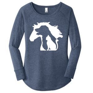 Horse Dog And Cat Minimalist Art Abstract Silhouette Overlay Gift Women's Perfect Tri Tunic Long Sleeve Shirt