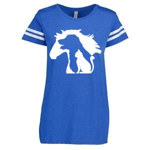 Horse Dog And Cat Minimalist Art Abstract Silhouette Overlay Gift Enza Ladies Jersey Football T-Shirt